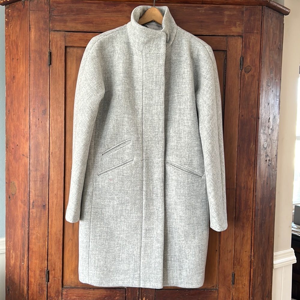 J. Crew Womens Gray Cocoon Coat in Italian Stadium Cloth Wool by Nello Gori